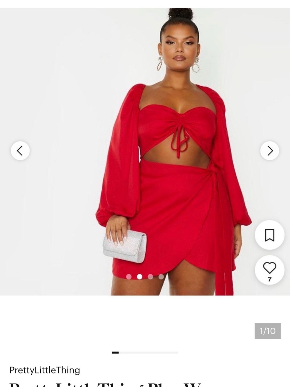 PrettyLittleThing Red Wrap Mini Skirt with Side Tie
